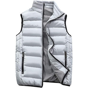Gilet matelassé d'hiver pour homme, sans manches, coupe-vent, zippé, chaud, décontracté, bordeaux, col montant - Product Image 2