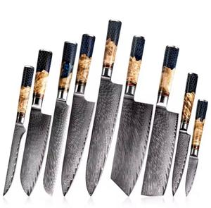 Juego de Cuchillos de Chef de Damasco de 9 Piezas, Estilo Único y Exclusivo, con Mango Personalizado para Uso Múltiple, Hoteles y Fábricas, para Uso Diario - Product Image 4