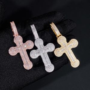 Luxury Fine Hip Hop Jewelry <b>Iced</b> <b>Out</b> VVS Moissanite 925 Sterling Silver Cross Shape Design Charm Pendant for Men Rapper Gifts - Product Image 5
