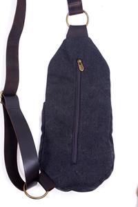 Sac bandoulière vintage en cuir et toile, sac de poitrine, sac de voyage, sac d'épaule, mode, imperméable, fermeture éclair, commande en gros LCSB-0026 - Product Image 2