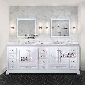 Mobile bagno doppio bianco con piano in marmo di Carrara 84 pollici L X 22 Pollici Mobili da Bagno D - Product Image 6
