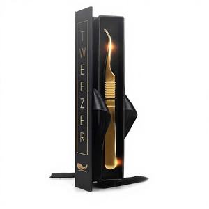 Meilleure pince à épiler professionnelle de haute qualité en acier inoxydable pour extension de cils, pointe plate et en fibre personnalisée pour une utilisation beauté des cils volumineux - Product Image 1