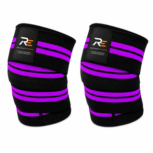 Vendas de compresión profesionales de alta calidad para rodillas: potente compresión, ajuste cómodo y estabilidad mejorada para entrenamiento con pesas. - Product Image 1