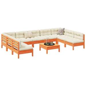 Conjunto de Sofá de Jardín de Madera de Pino Sólido Color Cera Marrón con Tela Oxford y Algodón PP, Muebles de Exterior Elegantes - Product Image 1