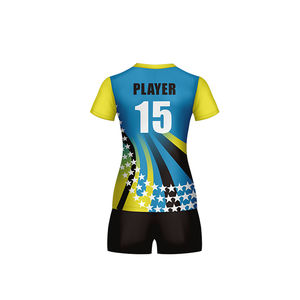 Uniformes Deportivos de Voleibol, Cuello Redondo, Impresión Digital, Unisex, Transpirable, Poliéster, Diseño Personalizado, Servicio OEM - Product Image 3