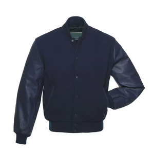 Nouvelle veste varsity décontractée pour homme en tissu enduit, col montant et fermeture éclair, écologique et coupe-vent - Product Image 4