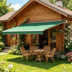 Tenda da Sole Retrattile in Lega di Alluminio per Patio, Larghezza Massima 6m, Finitura Rivestita in PVC, Estensibile per Uso Residenziale, Illuminazione LED - Product Image 1