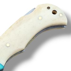 Cuchillos Plegables Hechos a Mano con Hoja Estampada, Agarre Cómodo y Funda de Cuero para Camping, Senderismo, Caza y Actividades al Aire Libre - Product Image 2