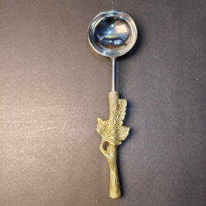 Cuchara de Sopa Redonda con Mango Decorativo de Hoja de Otoño Dorada, Cuchara de Acero Inoxidable de Lujo con Diseño de Rama para Vajilla de Cena Navideña - Product Image 2