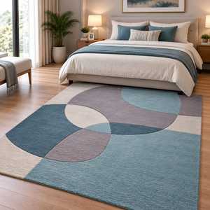 Modern Abstract Geometric <b>Hand</b> <b>Tufted</b> Wool Loop Pile Washable Area <b>Rug</b> for Living Room & Bedroom - Product Image 1