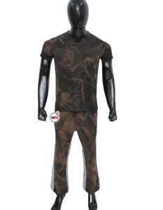 Camiseta y pantalón lavados con ácido de algodón 100% para hombre al por mayor, conjuntos de verano transpirables de nuevo estilo lavado Vintage para hombre - Product Image 1