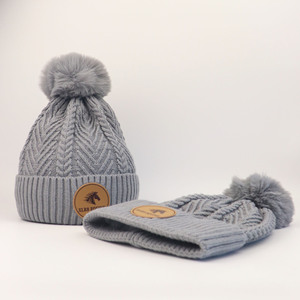 Blue and Orange Knitted <b>Beanie</b> <b>with</b> <b>Pom</b> <b>Pom</b> Embroidered Logo Unisex Winter Hat Casual Style Adult Size 56-58CM - Product Image 6