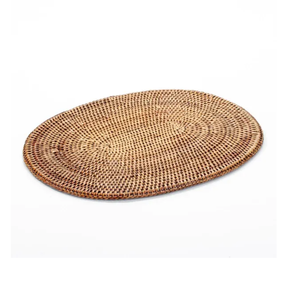 Winter Holiday Rattan <b>Table</b> <b>Mat</b> Hand-Made <b>Round</b> Placemat for Christmas Dinner Decor Festive Woven Underplate - Product Image 1