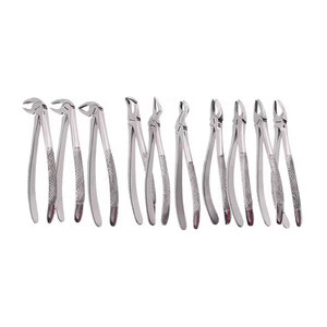 Ensemble de 10 forceps dentaires en acier inoxydable de haute qualité, pochette manuelle, forceps d'extraction dentaire pour enfants - Product Image 1