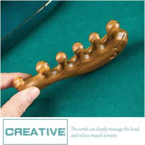 Auténtico Peine de Sándalo Verde para Masaje del Cuero Cabelludo, Cuello, Manos y Piernas, Masajeador de Madera Natural - Product Image 3