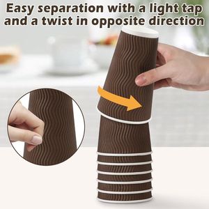 Confezione da 50 Bicchieri di Carta Isolanti Monouso con Coperchio per Bevande Calde e Fredde - Product Image 2