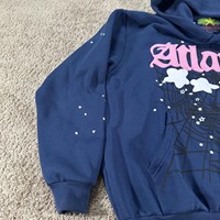Sweat-shirt à capuche bleu marine pour homme avec motif noir imprimé personnalisé, coupe décontractée en maille, style streetwear, collection 2026