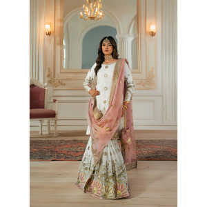 Top de fiesta de diseñador para mujer-Conjunto Plazzo y Dupatta con bordado pesado Trabajo Aspecto elegante - Product Image 5