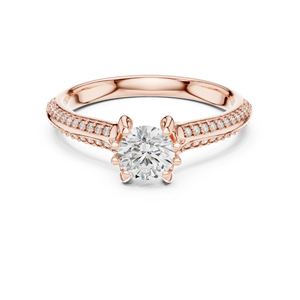 แหวนเพชรทรงกลมทองคำขาว 14K เพชรเพาะเลี้ยงสำหรับผู้หญิง แหวนแต่งงาน เพชรเพาะเลี้ยงใหม่ - Product Image 2