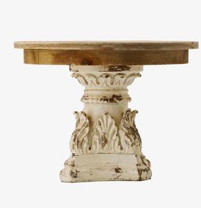 Handmade Round Wooden Cake Stand with Distressed White Base Decorative Pedestal for Cake Display at Best Price - Product Image 3