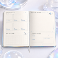 Carnet de croquis LABON de luxe holographique argenté irisé A5 – Journal créatif chic Y2K pour idées et storyboards de réalisateur