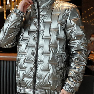OEM Custom Men Plus Size Winter Quilted <b>Jacket</b> Waterproof Windbreaker Zipper Hoodie Embroidered Casual Snow Wear puffer hiking - Product Image 2