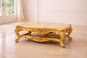 Juego de comedor de lujo estilo Maharani de madera con acabado dorado, mesa de comedor moderna y juego de sillas plegables para 6 personas, EE. UU. - Product Image 3