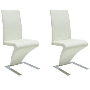 Ensemble de 2 chaises de salle à manger en similicuir blanc, design standard et durable - Product Image 2