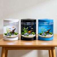 Petit aquarium écologique en plastique pour poissons Betta, ensemble avec lumière LED carrée, boîte d'alimentation et support pour aquarium