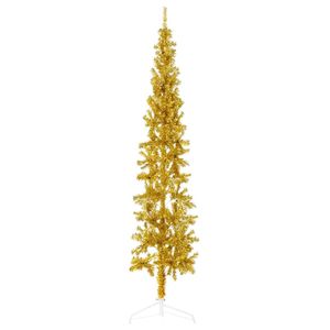 8 ft Slim oro artificiale metà albero di natale con Stand eleganti decorazioni natalizie - Product Image 3
