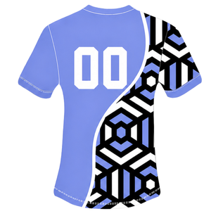 Camiseta de Rugby Geométrica Azul Periwinkle, Negra y Blanca, de Manga Corta, Cuello Redondo, Personalizable, Transpirable, para Entrenamiento Deportivo en Equipo - Product Image 2
