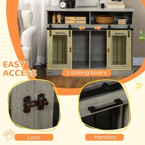 Gray Dog <b>Crate</b> Furniture with Sliding Doors and Shelves 47 X 23.5 X 35 for Large and Small Dogs Pet House - Product Image 6