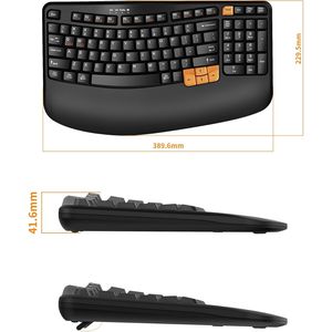 Teclado Ergonómico Inalámbrico de 2.4GHz para Computadora, Escritura Natural y Cómoda con Teclas Onduladas y Reposamuñecas, Categoría de Producto: Teclados - Product Image 3