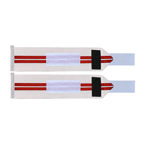 White Red Stripe Wrist Wraps with Black Hook Loop Closure for Weight Lifting Strength Training Unisex Adjustable Palm Guard - Product Image 3
