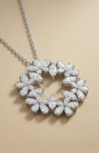 Collier pendentif fleur pour femme, diamant de laboratoire taille marquise, chaîne en acier inoxydable plaqué rhodium, bijoux de mariage - Product Image 2