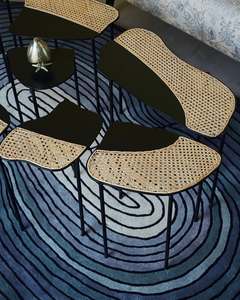 Tapis de prière personnalisable en laine de Nouvelle-Zélande tufté à la main Teal Twister avec des propriétés anti-déchirure et anti-taches - Product Image 6