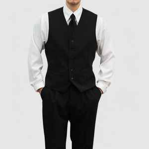 Costume 3 pièces noir tendance pour homme : Blazer, gilet et pantalon ajusté - Product Image 3