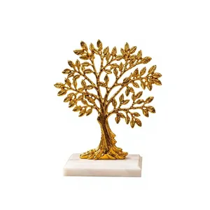 Escultura Decorativa de Árbol de la Vida en Metal Dorado, Adorno de Mesa con Diseño de Hojas Intrincadas para Sala de Estar, Oficina, Escritorio o Estante - Product Image 6