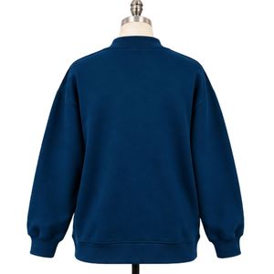 <b>Womens</b> Deep Ocean Blue Graphic Sweatshirt <b>White</b> Strong Girl Letter Print Oversized Crew Neck Long Sleeve Casual Streetwear Top - Product Image 2