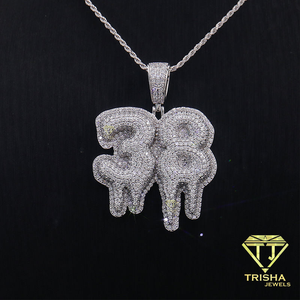 Collier exclusif en diamant de laboratoire numéro 38 avec chaîne en corde pour les détaillants et importateurs de bijoux en argent haut de gamme - Product Image 2