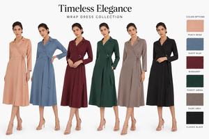 Robe midi ample décontractée pour femme, couleur unie, manches longues, avec ceinture et col rabattu, en tissu tissé respirant - Product Image 5