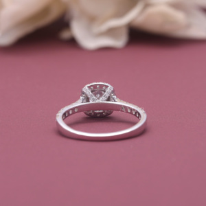 IGI Certified Lab Grown Cushion Cut <b>Diamond</b> Halo Engagement <b>Ring</b> 14K White / Rose And Yellow Gold Hidden Halo <b>Diamond</b> <b>Ring</b> - Product Image 4
