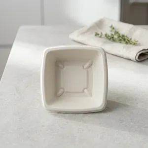 Tazón Cuadrado Premium de Bagazo Ecológico Biodegradable Desechable para Servir Alimentos, Snacks, Dulces, Curry y Uso en Catering - Product Image 2