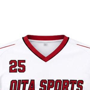 Maillot de lacrosse unisexe blanc et rouge en polyester, coupe athlétique, uniforme sportif léger, tenue d'équipe, vêtements d'entraînement - Product Image 3