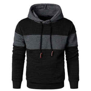 Sweat-shirt à capuche en tricot pour homme, à blocs de couleur, manches régulières, style automne - Product Image 1