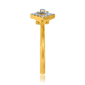 <b>Dainty</b> 14K Yellow Gold Geometric <b>Ring</b> 0.30ctw Round Diamonds Women’s Fine Jewelry Wedding Band Minimalist - Product Image 3