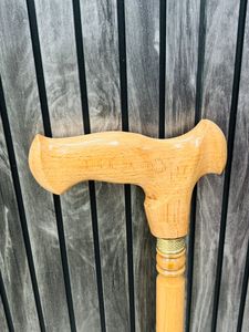 Canne de marche en bois de hêtre avec poignée en hêtre poli, multifonctionnelle, à suspendre au mur - Product Image 3