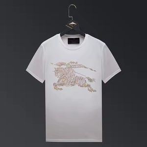 T-shirt en toile orné de strass pour homme 2026 – Mélange polyester/coton, col rond, coupe classique, respirant, haute qualité, luxe, décontracté, personnalisable - Product Image 2