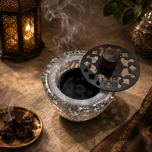 Luxury Resin Wood <b>Bakhoor</b> Burner Gold Foil Metal Lid Ramadan Eid Gift Arabic Incense Burner Mabkhara <b>Oud</b> Burner HomeDecor Accent - Product Image 6