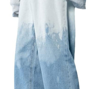 Baggy Oversized Straight <b>Jeans</b> Elastic Waist Casual Loose Fit <b>Soft</b> Fabric Comfortable Fashion Bottom Wear - Product Image 3